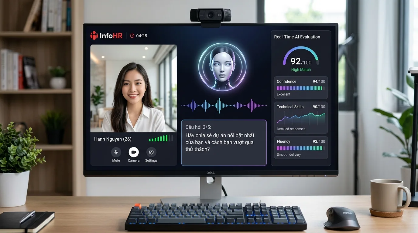 InfoHR AI Mock Interview Studio Interface Mockup
